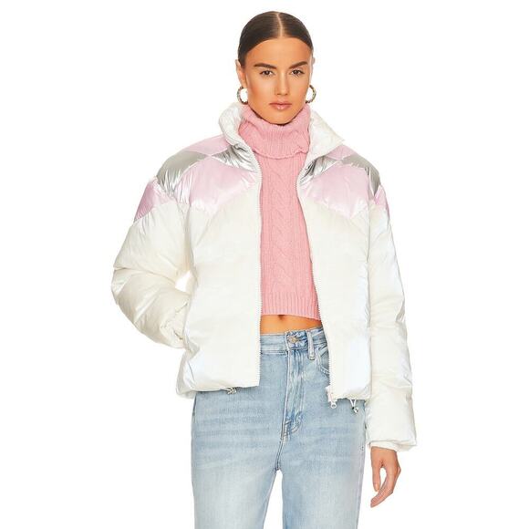 Eaves Juno Puffer Jacket Full Zip Invory Pastel Women's Size Small NWT - Picture 1 of 12